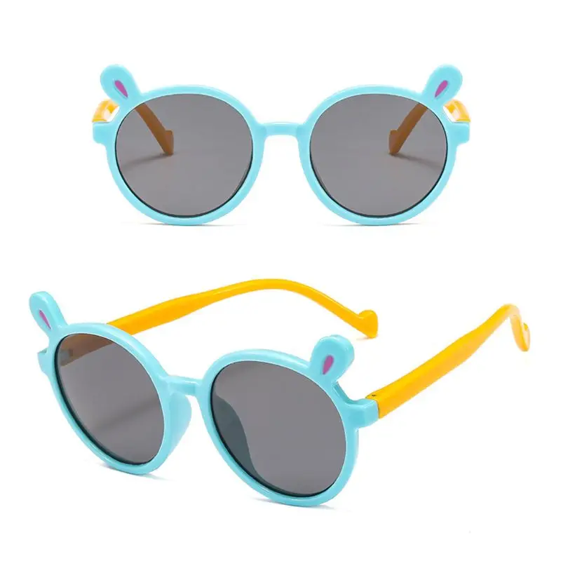 Детские поляризованные солнцезащитные очки с милыми заячьими ушками для мальчиков и девочек, силиконовые защитные очки R9CF