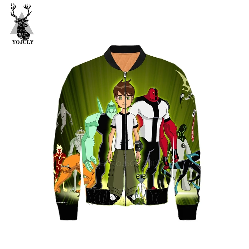 Мужская куртка-пилот с 3d принтом Ben 10, модная зимняя утепленная армейская мужская куртка-бомбер в стиле хип-хоп, уличная одежда, теплое пальто 4