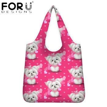 

FORUDESIGNS Fashion Style Women Outdoor Shopping HandBags Cute Cartoon Dog Pattern Printing Feamle Totes Bag Storage Bolsas