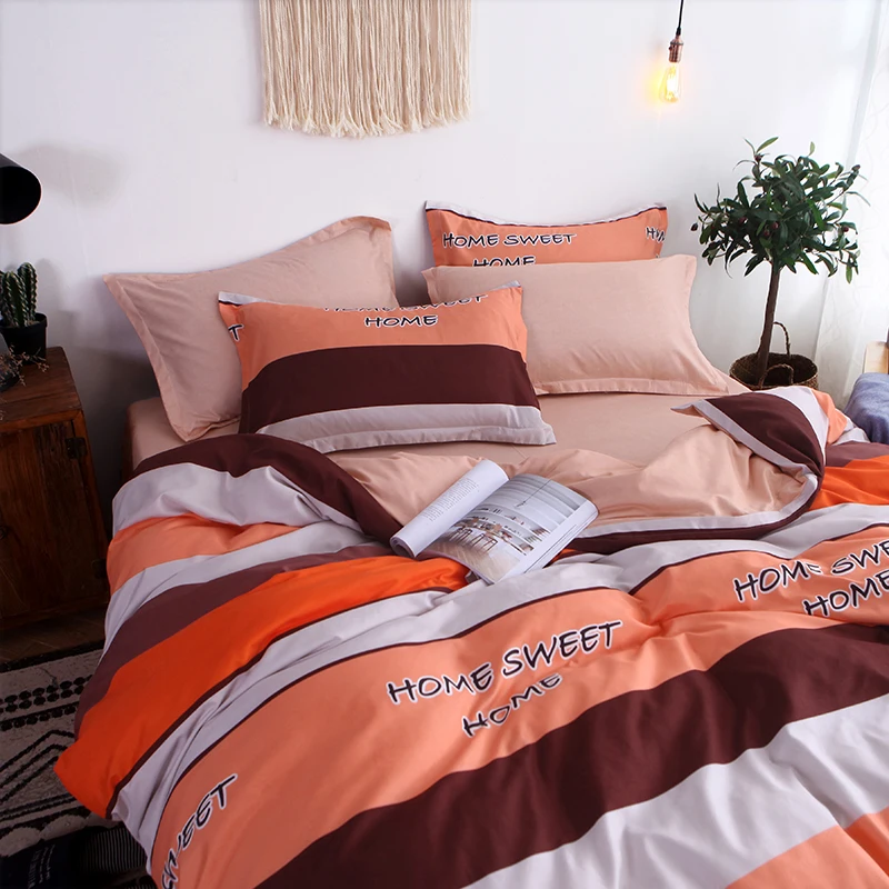 Stripes Printing Bedding Set 2pcs/3pcs/4pcs Duvet Cover Set 1 Quilt Cover+1 Flat Sheet+1/2 Pillowcases Twin Full Queen King