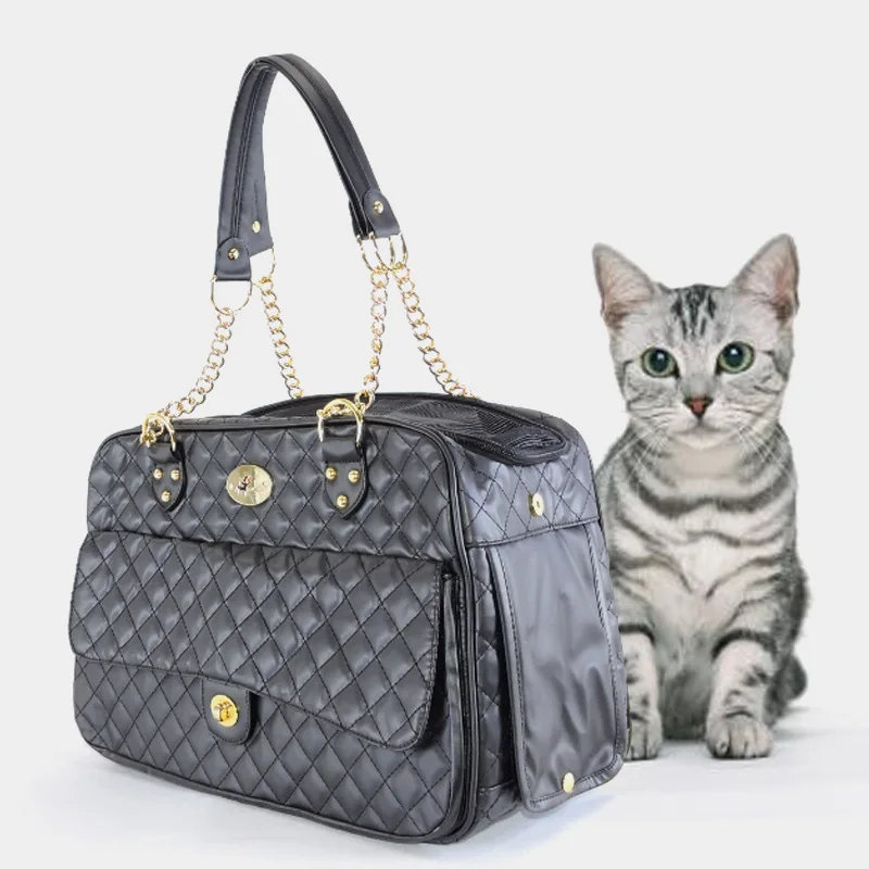 Breathable Dog Carrier Luxury Pu Leather Pet Carrying Bag for Cats Dogs Travel Portable Outdoor Handbag | Дом и сад