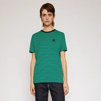 

2020 Spring Summer Women's Men's Stripe Contrast Short Sleeve Loose Round Neck All Over Unisex T-shirt A3