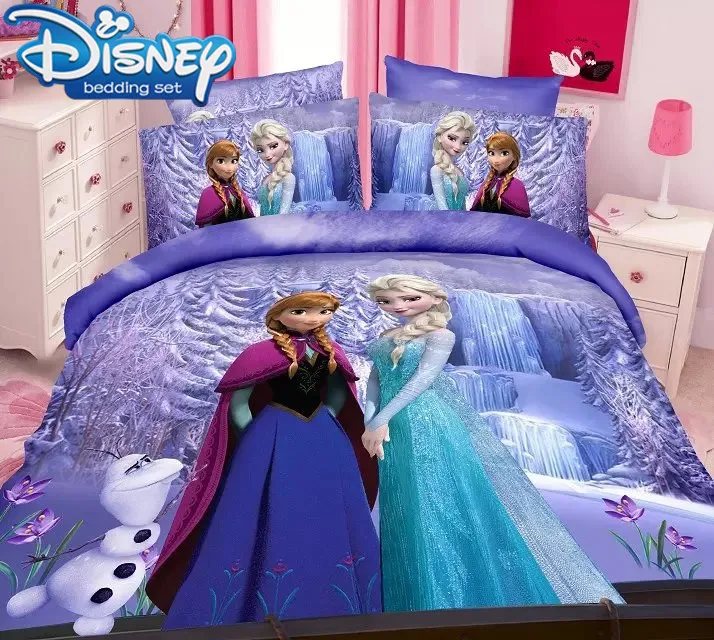 

Frozen Elsa and Anna Princess bedding set twin size bed sheets duvet covers for girls room single bedspread coverlets 3d hot