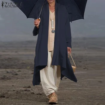 

2020 Spring Summer Cardigan ZANZEA Women's Blouse Casual Long Sleeve Cotton Shirts Solid Open Front Kimono Chemiser Mujer Blusas