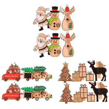 

6Pcs Mini Wooden Phono Clips Christmas Decoration Paperclips DIY Xmas Tree Photo Paper Peg Pin Postcard Clips Xmas Party Decor