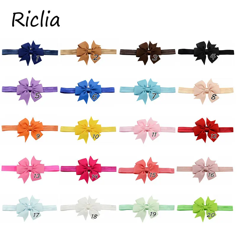 Riclia/20 шт./лот ленты для детей однотонные аксессуары волос с бантом детские