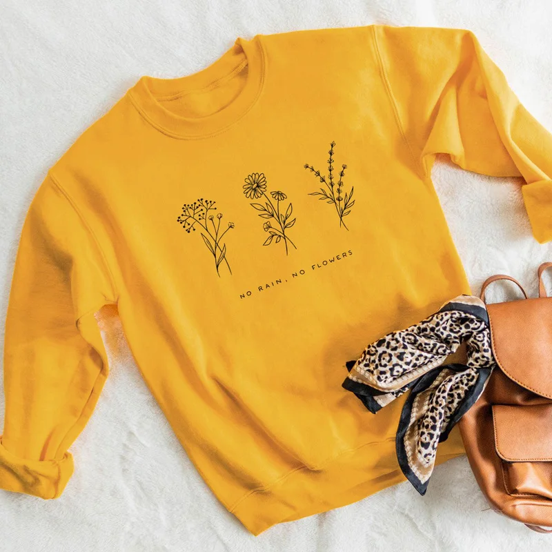Толстовка без дождя без цветов в винтажном стиле 80s стиль цветочный принт наряды осень женский Вдохновленный джемпер с графическим рисунком пуловер Толстовка