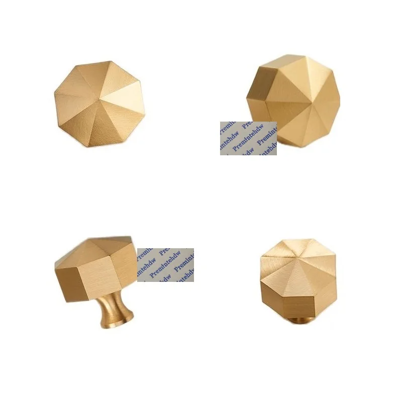 2Pcs Solid Brass Diamond Octagon Design Furniture Cabinet Cupboard Knob