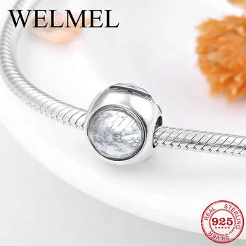

New 925 Sterling Silver three sides round shape like crystal zircon beads Fit Original Pandora Charm Bracelet Jewelry making