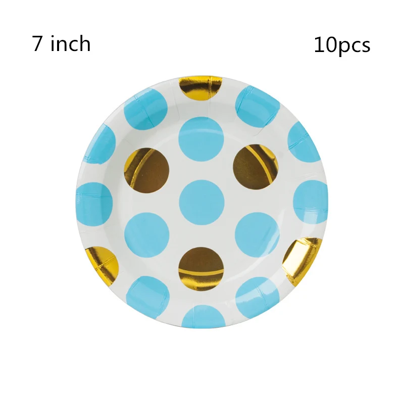 7 Plate 10pcs 10 шт. золотой розовый горошек бумажная тарелка День Рождения Декор одноразовая посуда бумажная салфетка под тарелку кружку дети ребенок душ вечерние принадлежности - Цвет: 7 Plate 10pcs