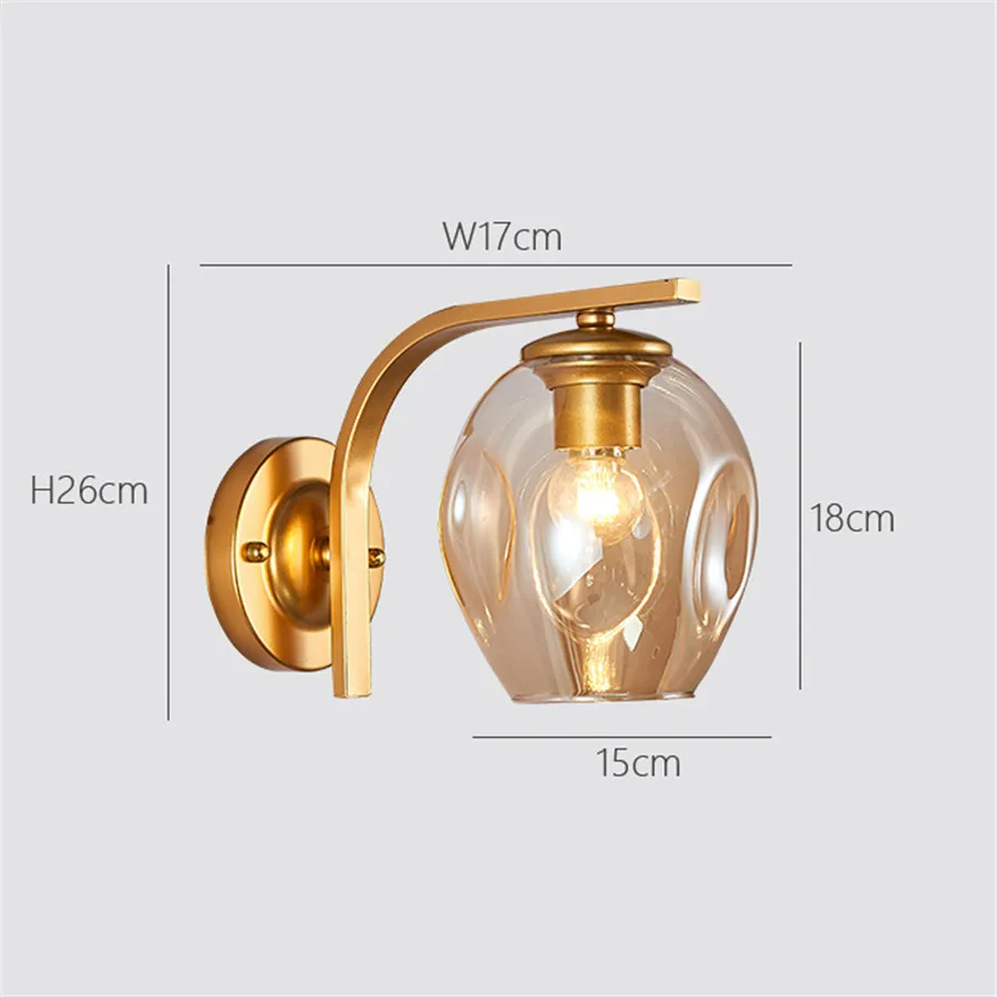 Golden With Amber Thrisdar Лофт ретро промышленный стеклянный настенный светильник современный прикроватный стеклянный настенный светильник для спальни для учебы ресторана отеля прохода Настенные Лампы - Цвет абажура: Golden With Amber