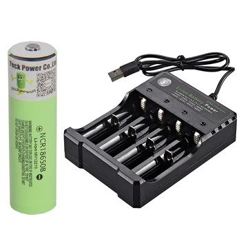 

NCR18650B 3.7V 3400mah ion Rechargeable li-ion Batteries 18650 Lithium ion battery pointed top +18650 charger