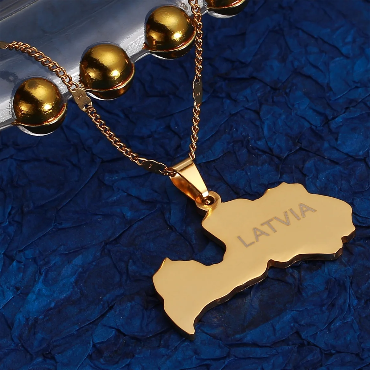 Stainless Steel Trendy Latvia Map Pendant Necklace Latvijas Republika Maps Charm Jewelry 3
