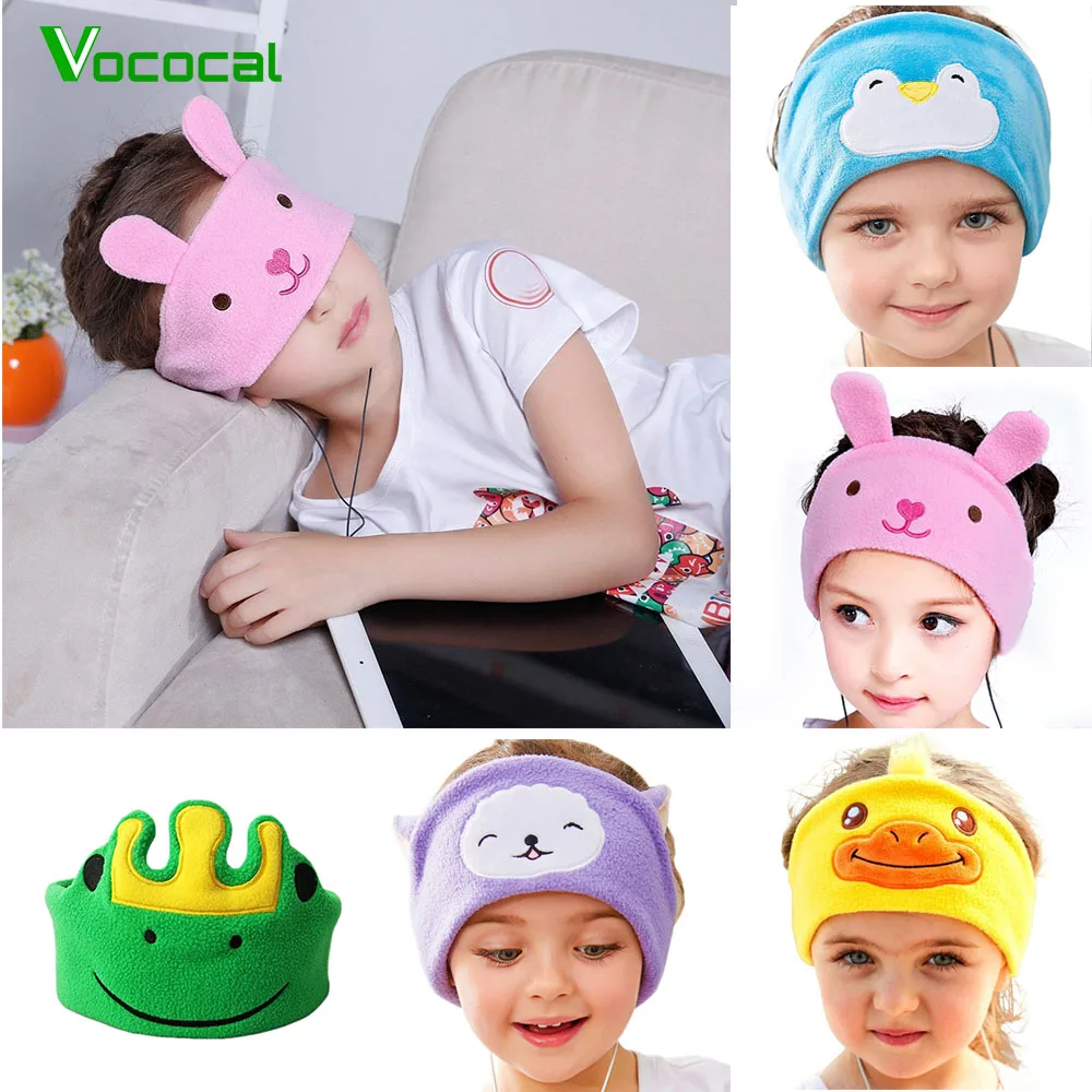 Vococal Cute Headphones Hearing Protection Kids Childrens Headband Earphones Headset Mask Cover For Sleeping Listening Music