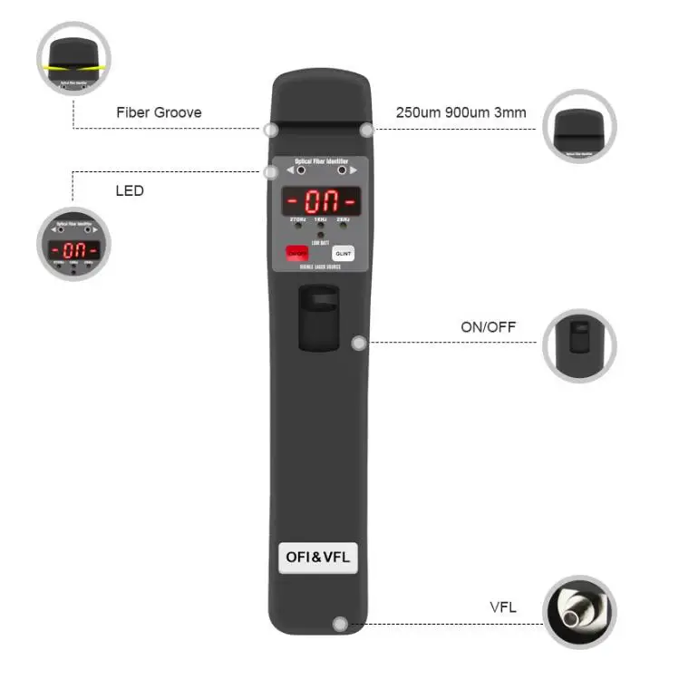 Оптоволоконный идентификатор FTTH Live Fibre Identifier сетевой кабель тестирование оптоволоконного трафика определение встроенного 10 мВт VFL