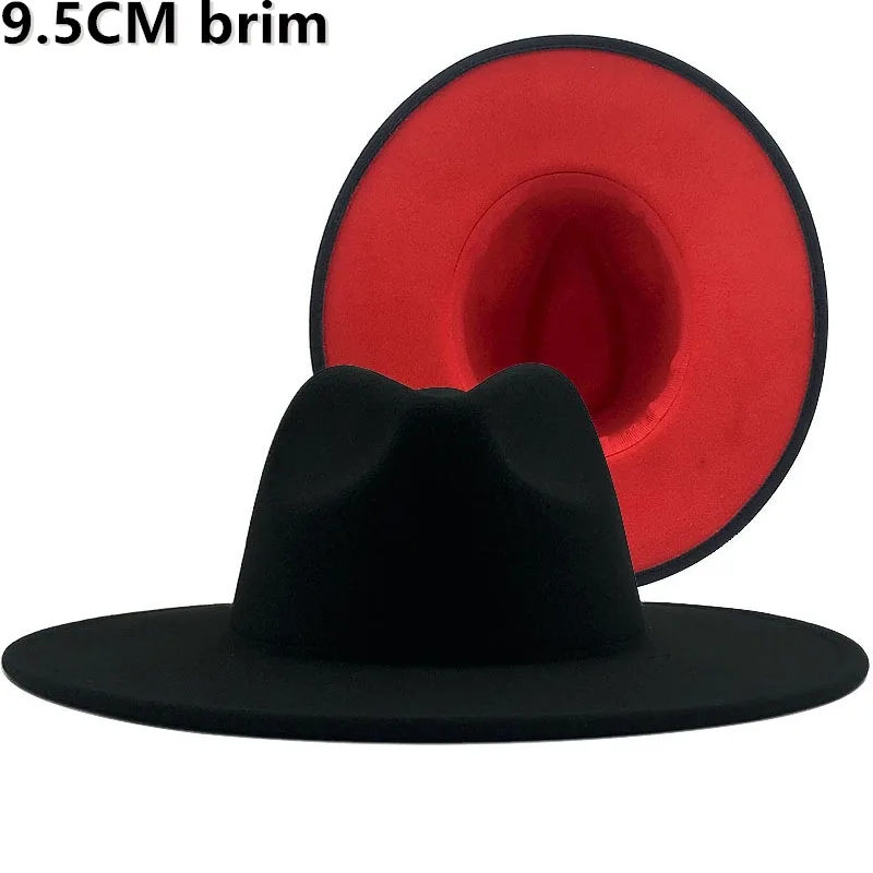 9.5m Fedora Hat Black Red Bottom Fedora Hat Big Brim Hat Panama Felt Hat Men's Jazz Hat Teaching Top Hat Ladies шляпаженская wide brim fedora