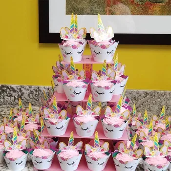 

Unicorn Cake Wrapper Rainbow Paper Cake Toppers Unicorn Birthday Party Cake Decor Kids Baby Shower Unicorn Party Supplies