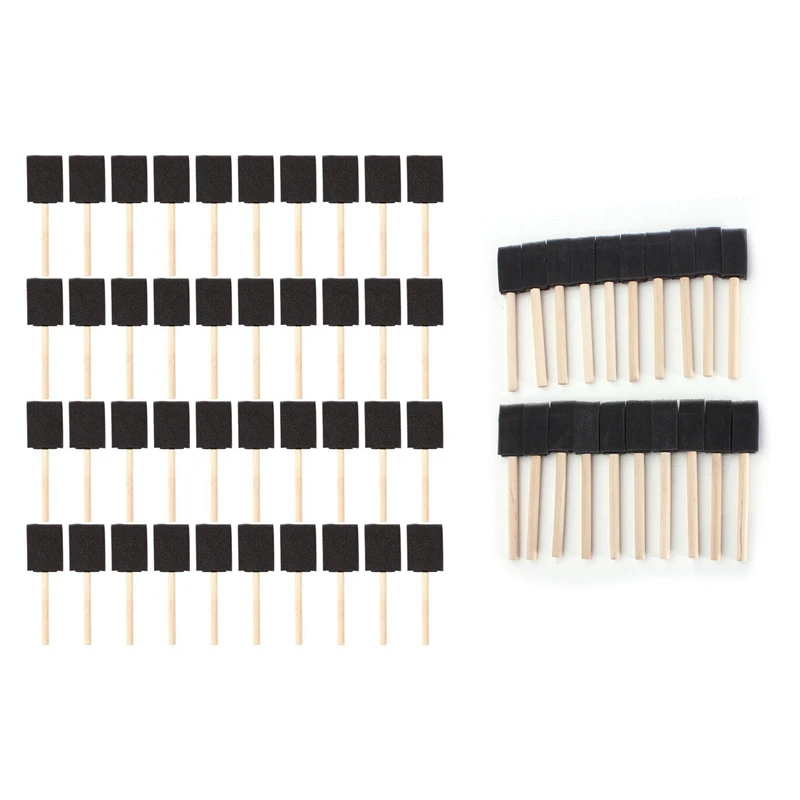 New-40Pcs, 2 дюйма, поролоновая губка, деревянная ручка, набор кистей для рисования и 20x1 дюймов(25 мм) в кистях с деревянной ручкой