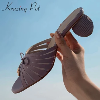 

Krazing pot summer new fashion peep toe strange med heel special design butterfly-knot pretty girls daily wear sandals women L09