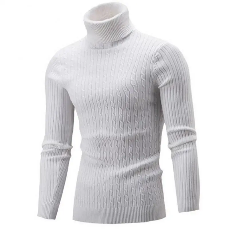 Casual Men Sweater Solid Color Turtleneck Knitted Sweater Men Slim Knitwear Knitted Jumpers Pullovers Men Sweater Pull Homme