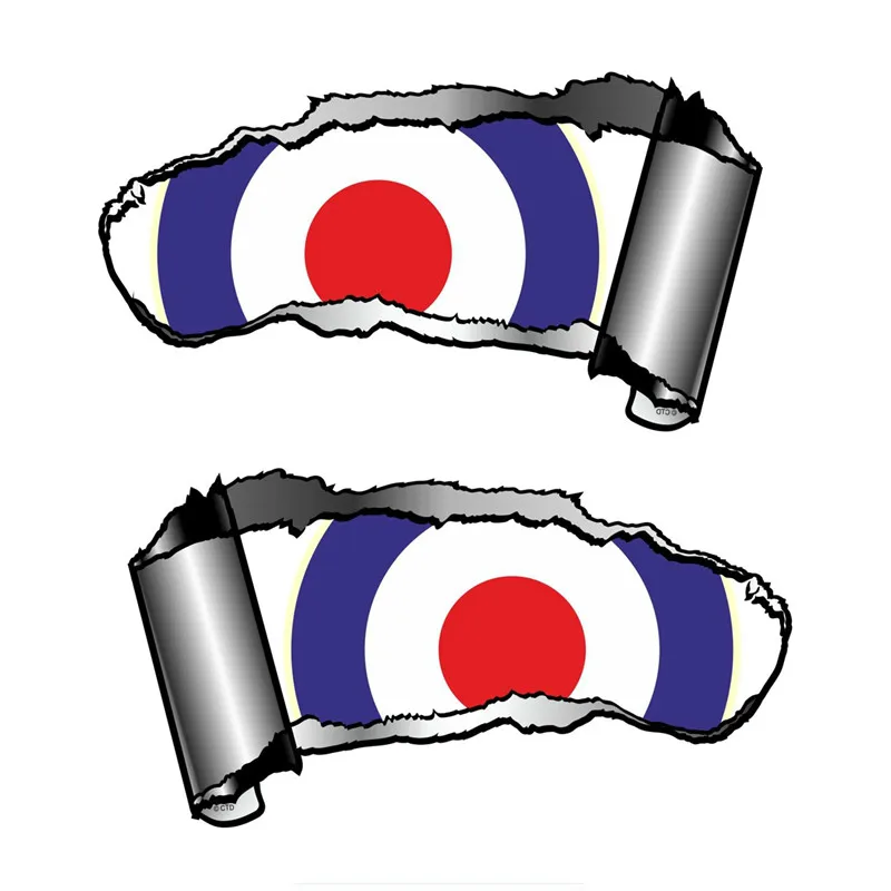 

Small Pair Ripped Torn Gash Design Raf Style Mod Target Vinyl Car Sticker Motorcycle Decal Decoration Car Accessories KK18*16cm