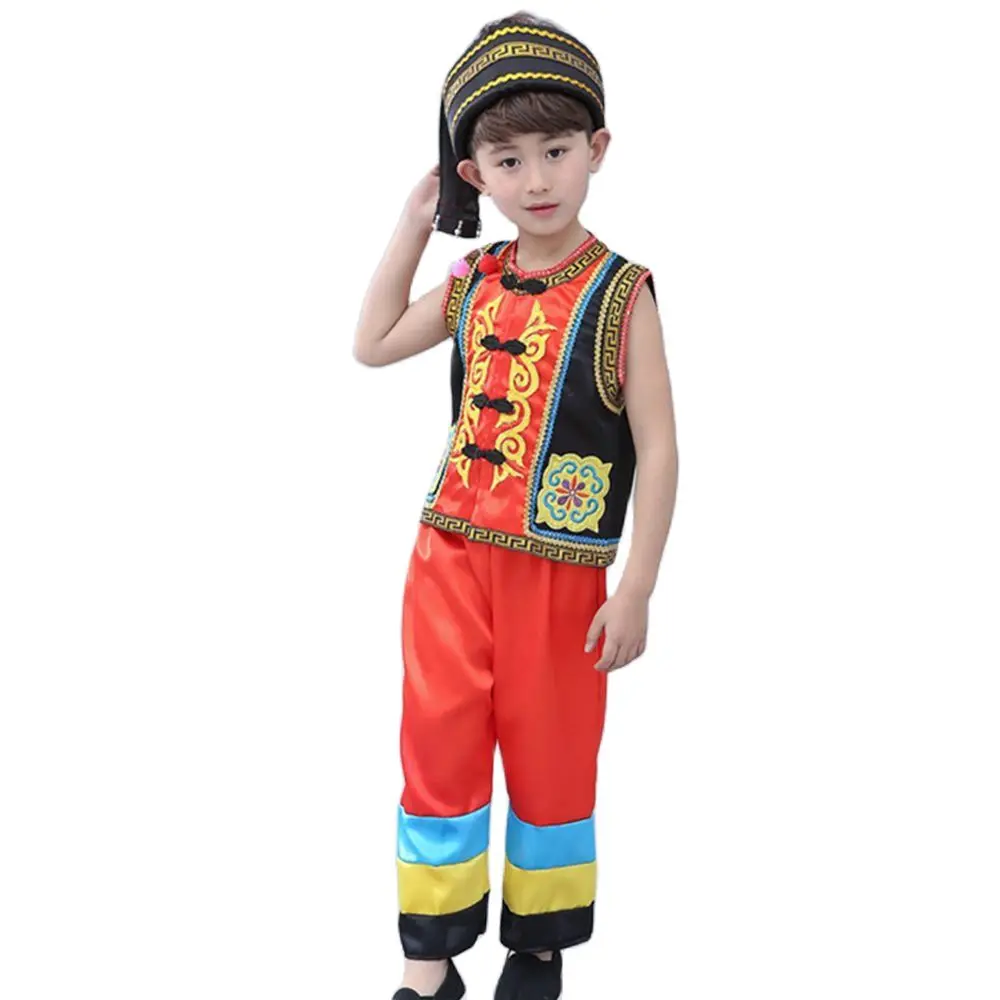 Костюм китайского народного танца для мальчиков одежда Miao Hmong Детский костюм
