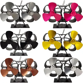 

Double Motor 6 Blades Heat Powered Stove Fireplace Winter Heating Appliances Eco-friendly Fan Heater for Home