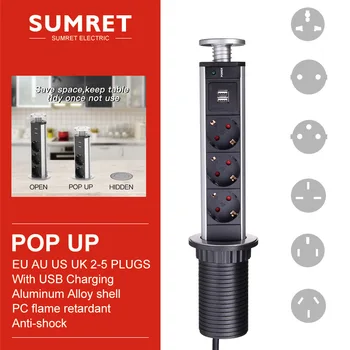 

hidden conference kitchen table socket pop up 2 3 4 5 EU AU US UK PLUG USB charge Electrical Power Desktop Sockets