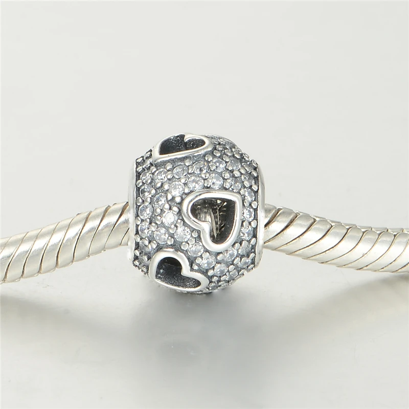 

Подвески-бусины в форме сердца, подходят для браслетов Pandora, оригинальные подвески из серебра с прозрачным кубическим цирконием, бусины в форме сердца, бижутерия для творчества на День святого Валентина