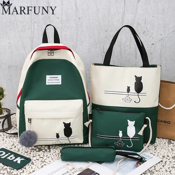 

4Pcs/Set Women Backpack Purse Crossbody Bag Female Shoulder Bag Fashion Animal Pattern Large Capacity Backpack For Teenage Girls