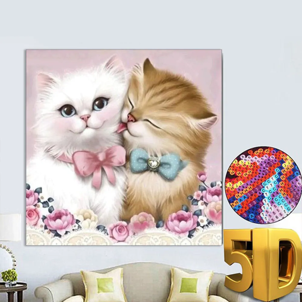 Кошка вышивка крестиком 5D красивый бриллиантовый рисунок Рождество отель популярная Бриллиантовая вышивка спальня DIY Свадебный декор рукоделие