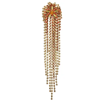 

Artificial Rhinestone Chain Fringe Ear Clips without Pierced Earrings Personality Temperament Long Ear Clips Atmosphere Earrings