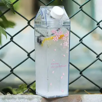 

Sakura milk carton plastic drink cup readily cup girl heart cute simple portable