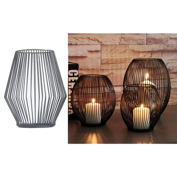 

Hollow Iron Candle Holder Geometric Shaped Decoration Romantic Modern Mesh Decorative for Restaurant Cafe Bar Room