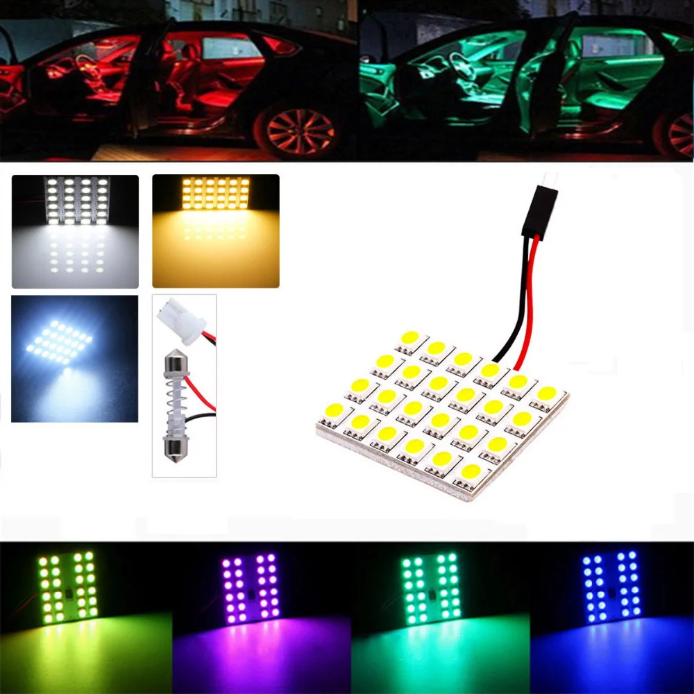 Авто T10 W5W гирлянда C5W 5050 SMD 12 15 24 48 светодиодный карта Панель светильник 12V 24V
