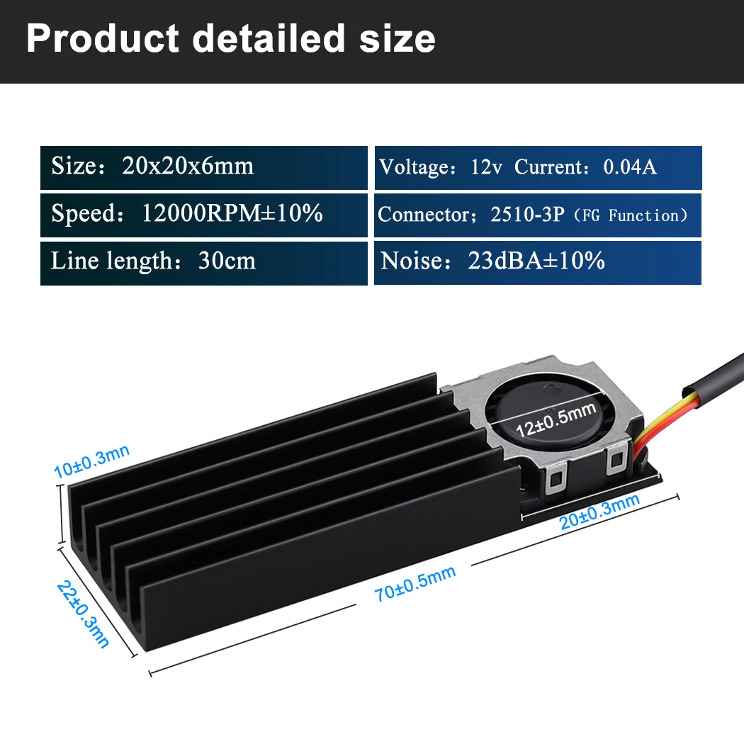 Ventilador de Estado Sólido do Disco Rígido Dissipador Radiador de Calor Refrigerador Almofada Térmica Refrigerador para m2 Nvme Sata Pcie Ssd Gdstime-m.2 2280 22110 - Imagem 4