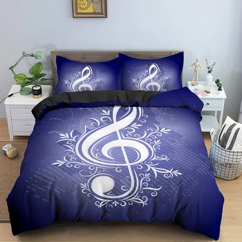 

High Quality Bedding Set 3d Music Note Printed Home Textiles Guitar Pattern Duvet Cover Set Luxury King Size Bedclothes
