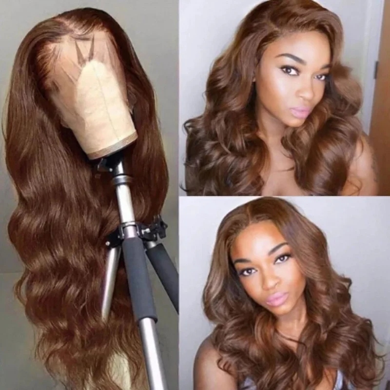 On Sale Color Wigs Human-Hair-Wigs T-Part Body-Wave Brown Lace-Front Pre-Plucked KL Brazilian gBQLxaxXBBn