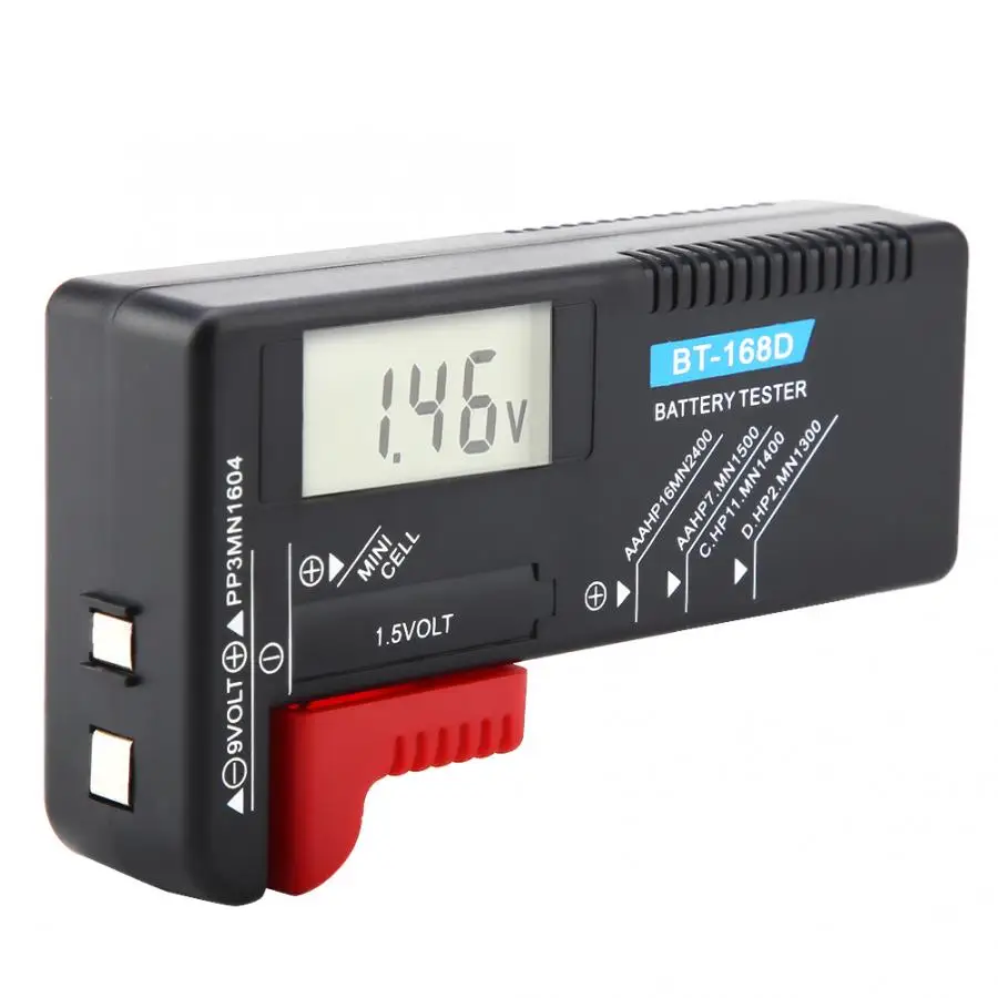 Battery Capacity Tester Universal Digital LCD AA/AAA/C/D/9V/1.5V Button Cell Battery Volt Tester BT-168D Testing Equipment