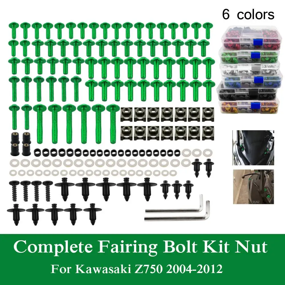 Подходит для Kawasaki Z750 2004 2012 2005 2006 2007 2008 2009 2010 11 CNC сплав в комплекте обтекатель болтов Комплект гайка кузов