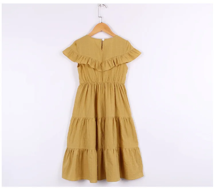 Mother And Daughter Clothes Big Girl Cotton Dresses Summer Long Teenager Princess Dress For Girls Yellow Kids Clothing Fashion (8)