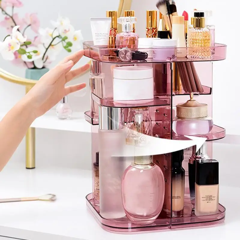 

Square Rotating Cosmetic Storage Rack 360 Degree Cosmetic Frame Storage Box Display Case Adjustable Makeup Organizer 1PC
