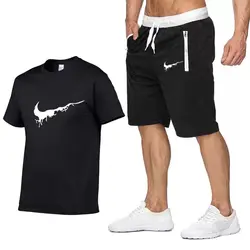 2020 новая футболка + шорты, мужские с буквенным принтом, летние костюмы, повседневная мужская футболка, спортивные костюмы, брендовая одежда