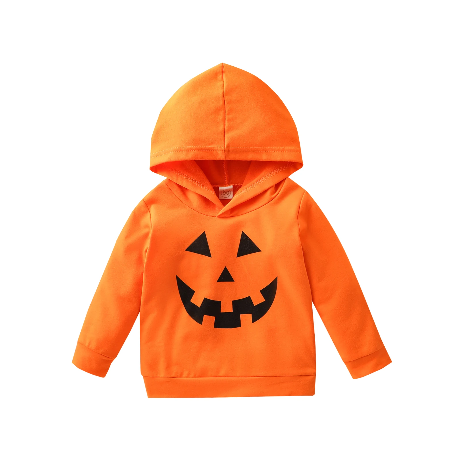 1 6Y Children Halloween Hoodie Fashion Orange Pumpkin Face Printed