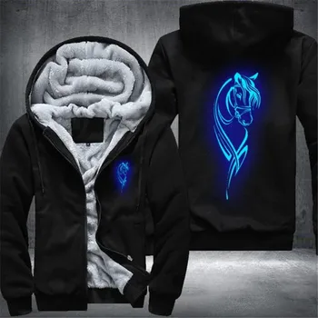 

Midnight Masquerade Horse Men Fleece Winter Hoodies Casual Sweatshirts Hoody Zipper Jackets Sportswear 2020 Thicken Warm Outwear