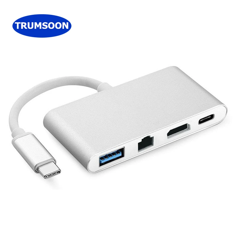 Rankman USB C Hub to Ethernet RJ45 4K HDMI-Compatible USB 3.0 2.0 Type C  Dock for MacBook iPad Samsung S22 Dex HDTV PS5 Switch