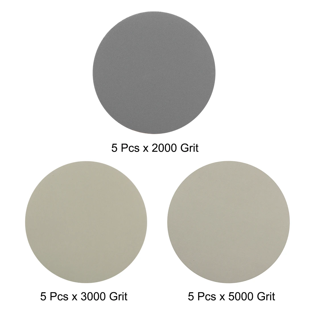 uxcell 3" Hook and Loop Sanding Disc 2000/3000/5000 Grit Silicon Carbide Wet/Dry 15Pcs