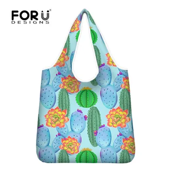 

FORUDESIHNS Shopping Bags for Women Large Capacity Eco-friendly Shoulder Handbag Tropical Plants Casual Print Picnic Grocery Bag