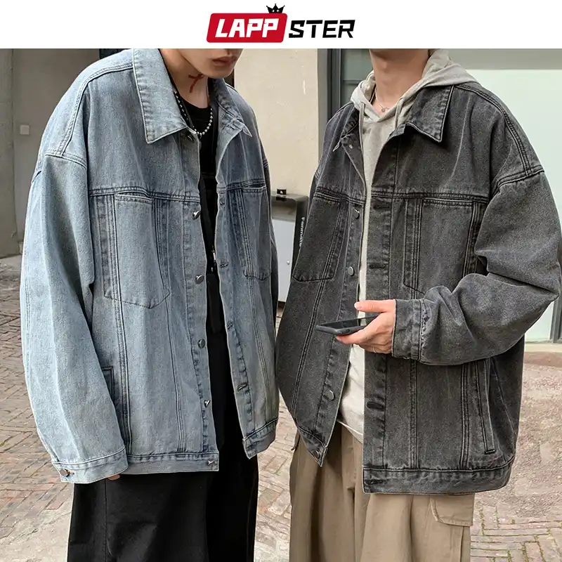 Lappster男性ストリートブルーデニムジャケットコート メンズ黒韓国ファッションジーンズジャケット男性日本ヒップホップウインドブレーカー Jackets Aliexpress