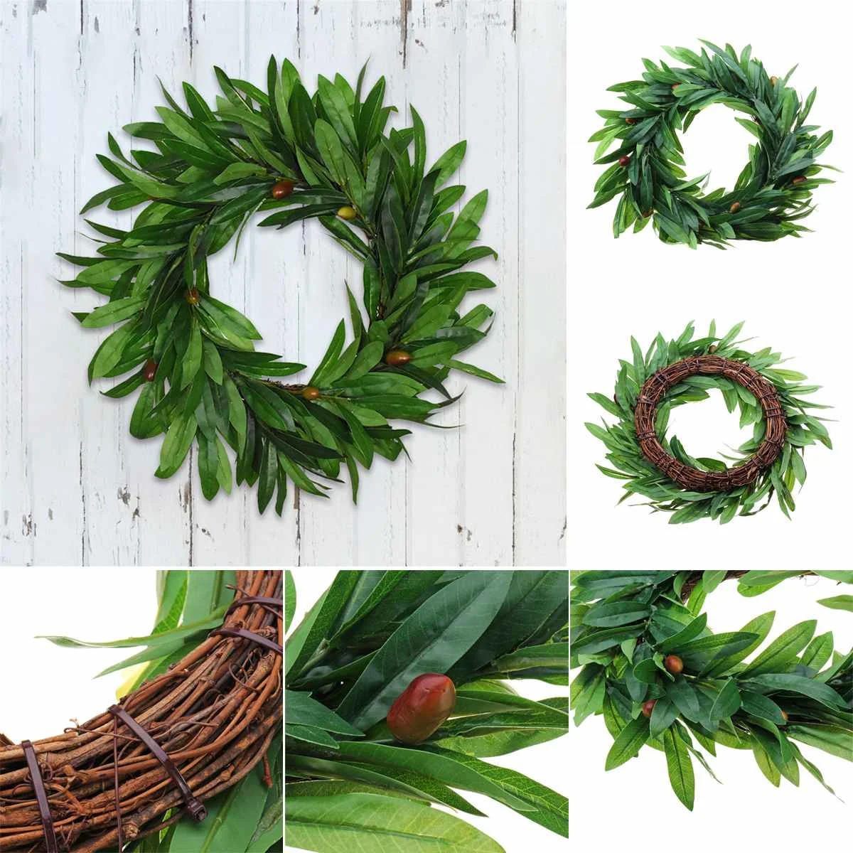 

Artificial Plants Rattan Ring Olive Branch Wreath Fruit Leaf Garland For Christmas Party Decor Christmas Tree Craft Home Decor